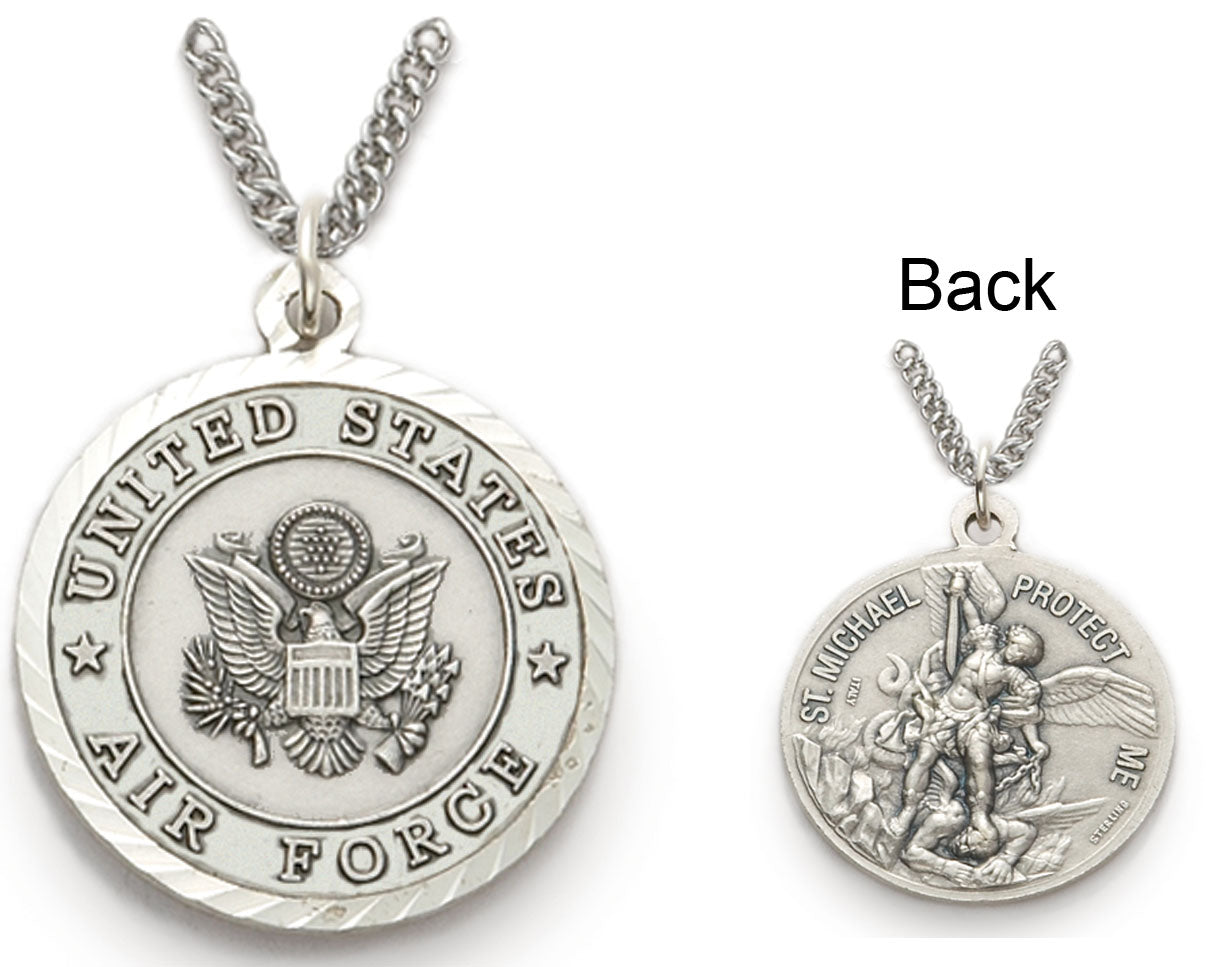 St. Michael U.S. Air Force Sterling Silver Medal with Chain for Women