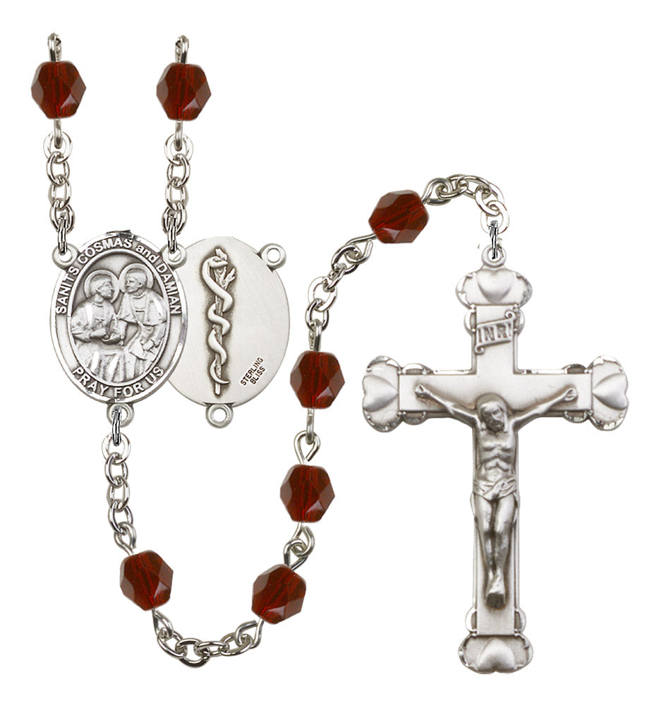 Sts. Cosmas & Damian Doctors Birthstone Rosary for Women