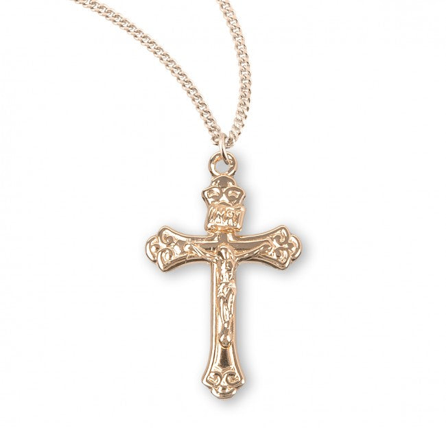 Tapered Fleur de Lis Crucifix Necklace for Women