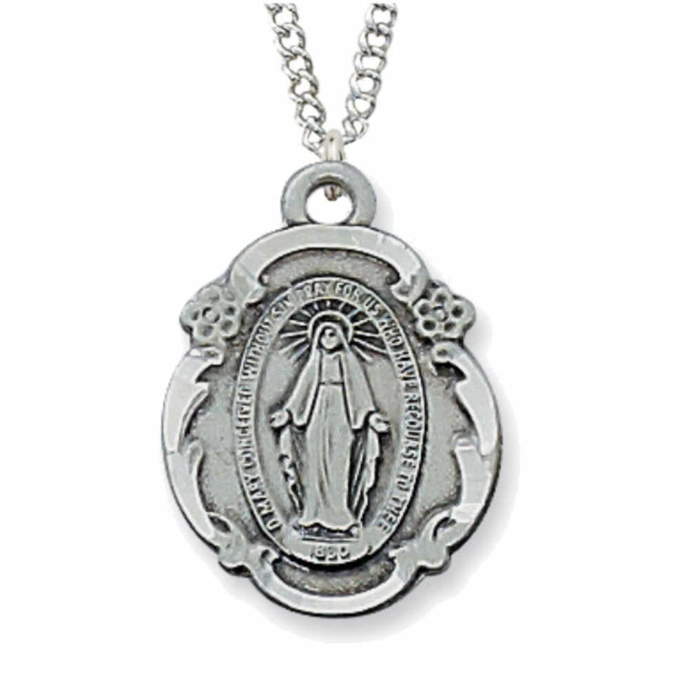 Teardrop Miraculous Medal Necklace for Women