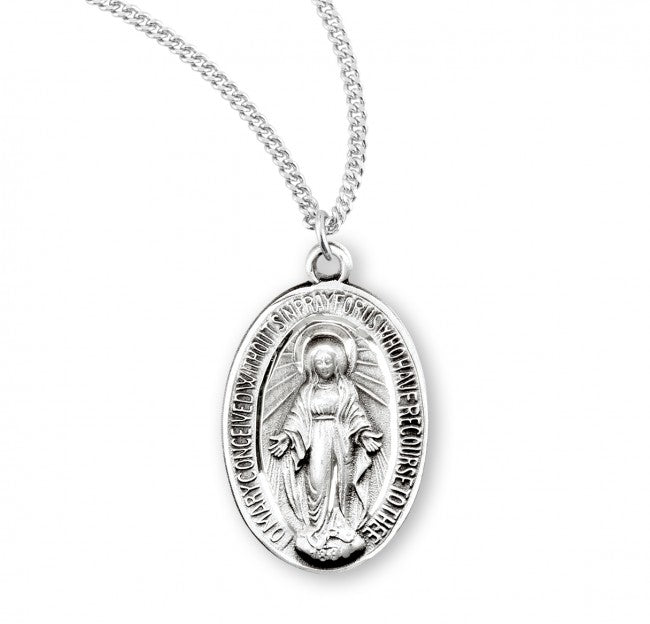 Wide Oval Miraculous Medal for Women