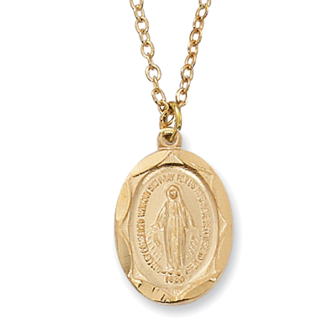 Size Oval Miraculous Medal Goldtone for Youth