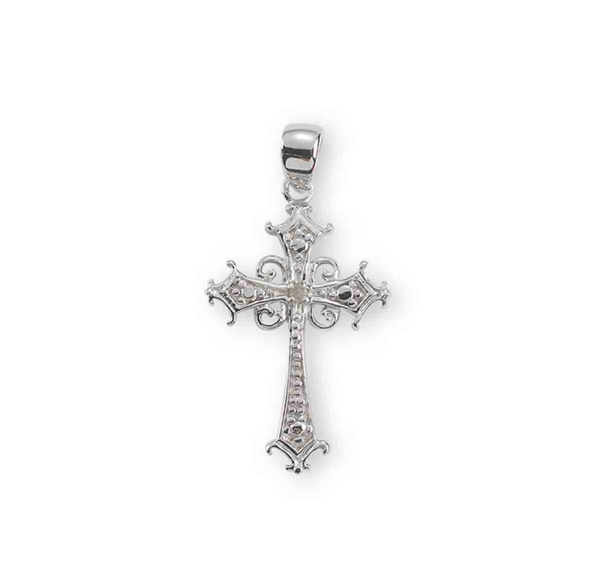Cubic Zirconia Boxed Cross Necklace, Sterling Silver