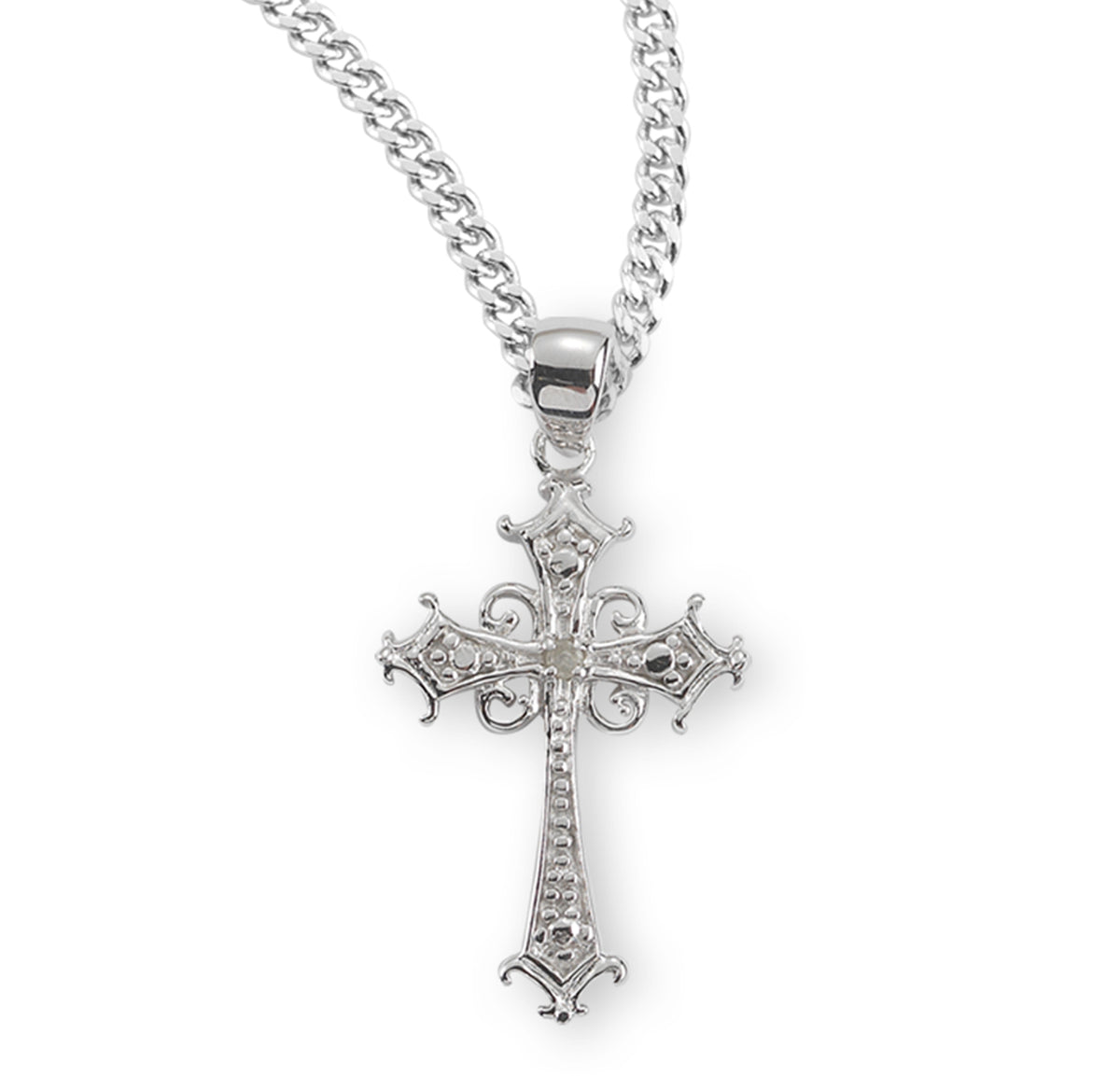 Cubic Zirconia Boxed Cross Necklace, Sterling Silver