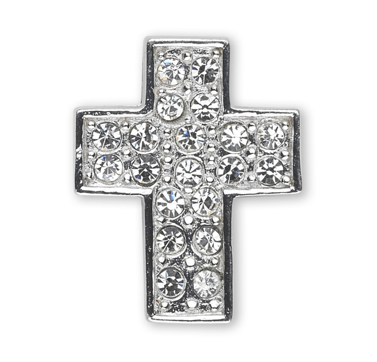 Medium Crystal Cross Necklace with Cubic Zirconia, Sterling Silver