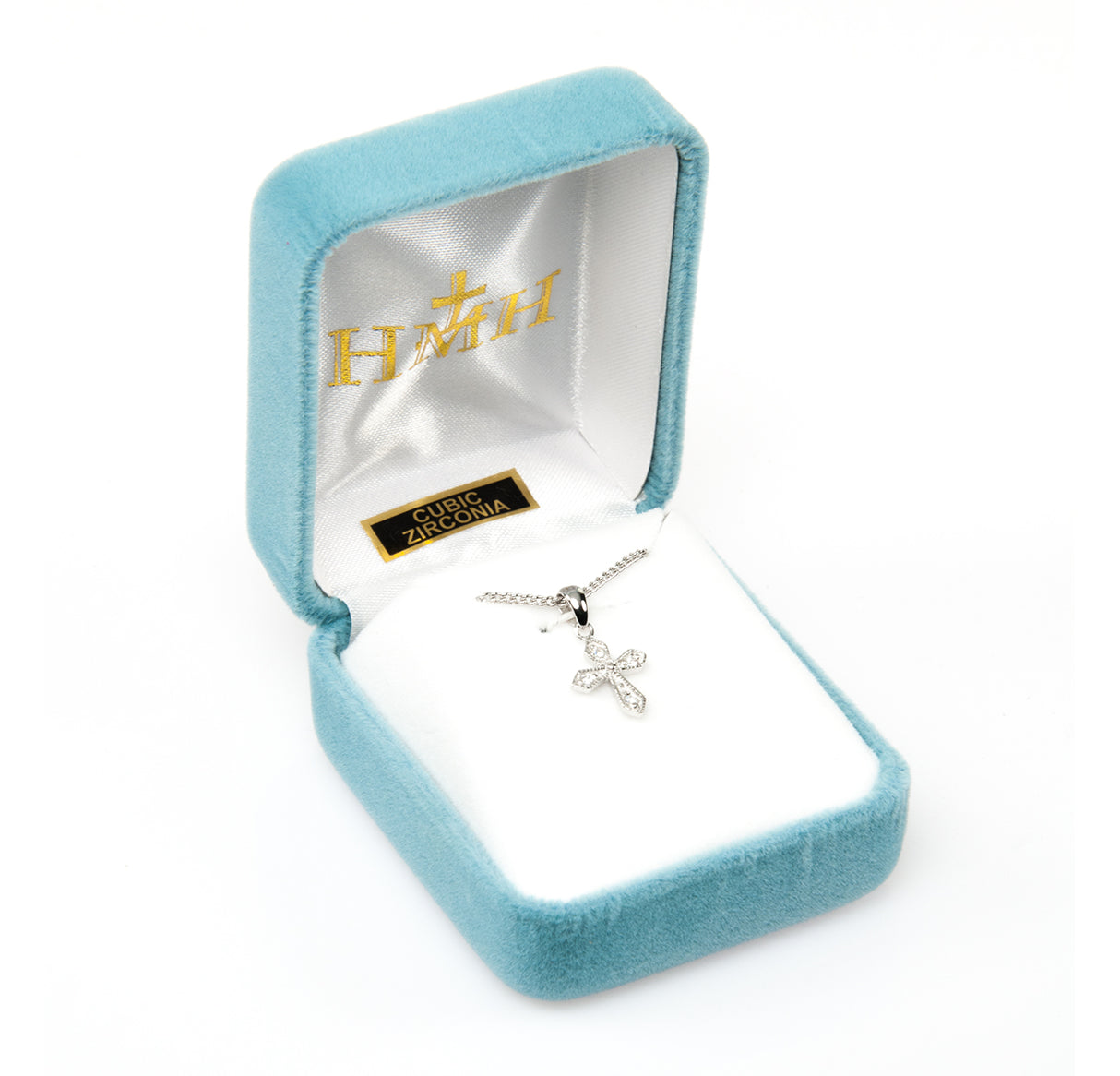 Sterling Silver Small Cross Pendant with CZ Crystal