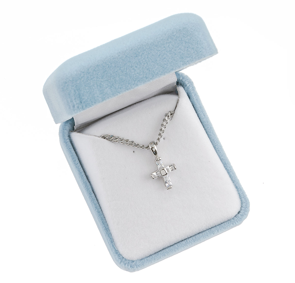 Small Cross Necklace with Settings, Sterling Silver