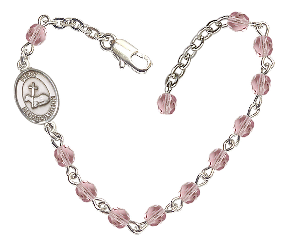 First Reconciliation Beaded Bracelet - Silver Plate - June - Light Amethyst