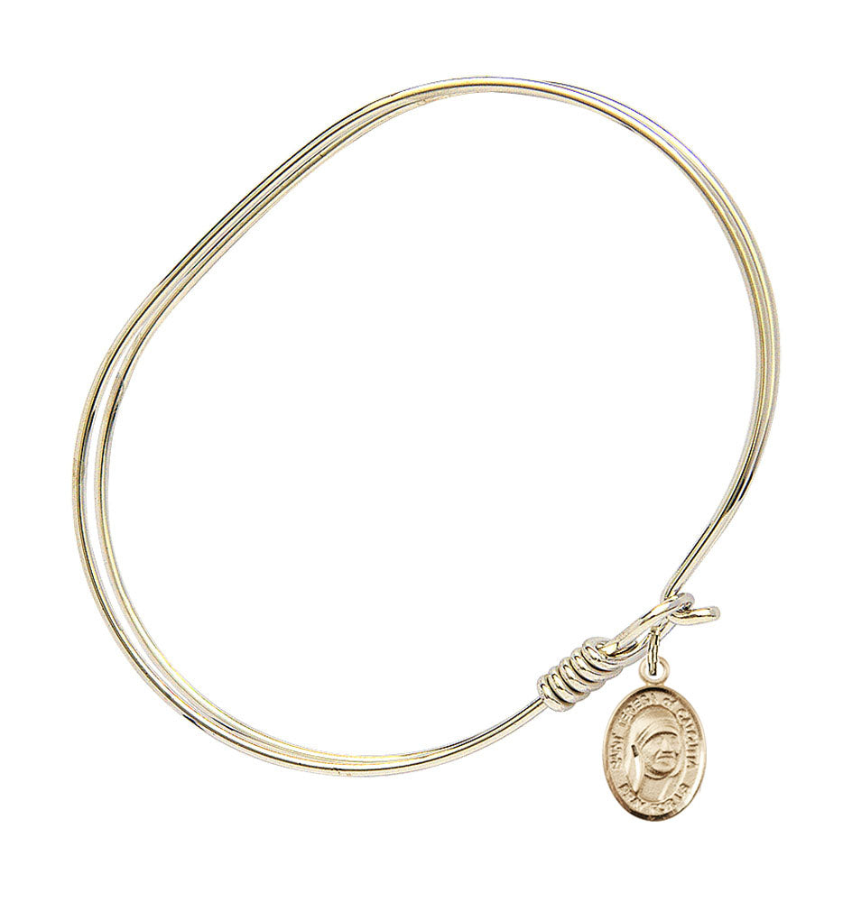 Smooth bangle bracelet with St. Teresa of Calcutta charm