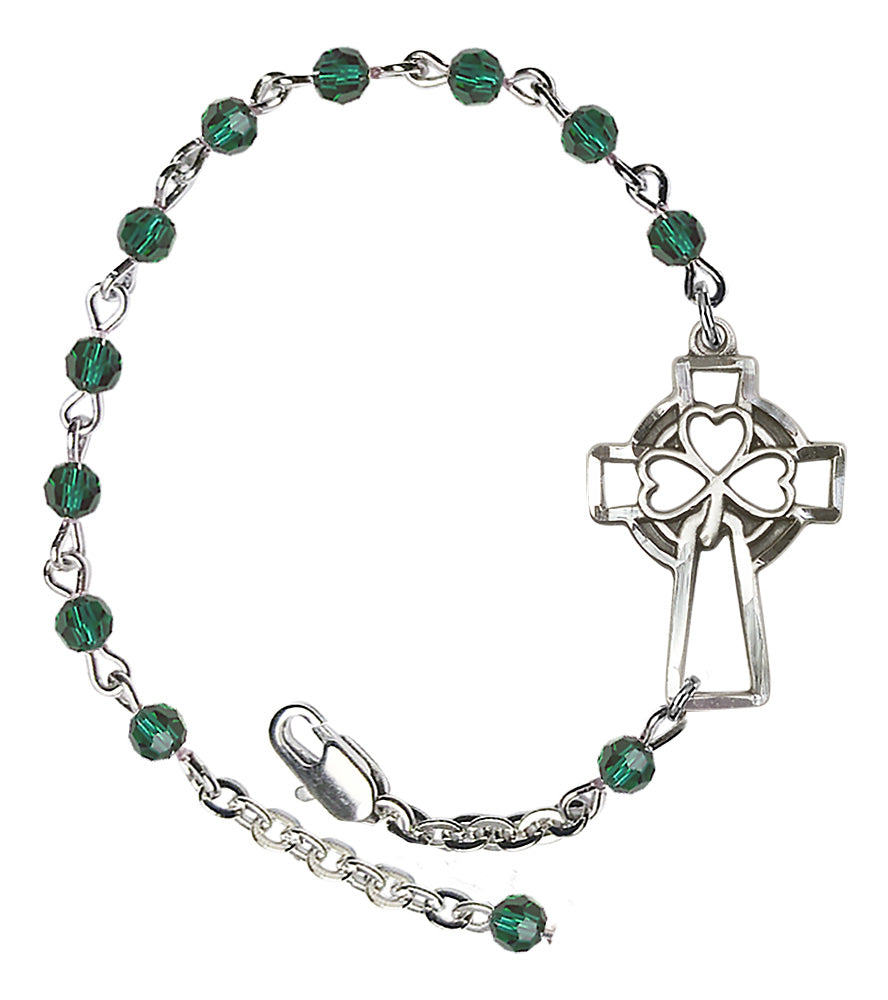 Celtic Shamrock Cross Bracelet - Silver Plate