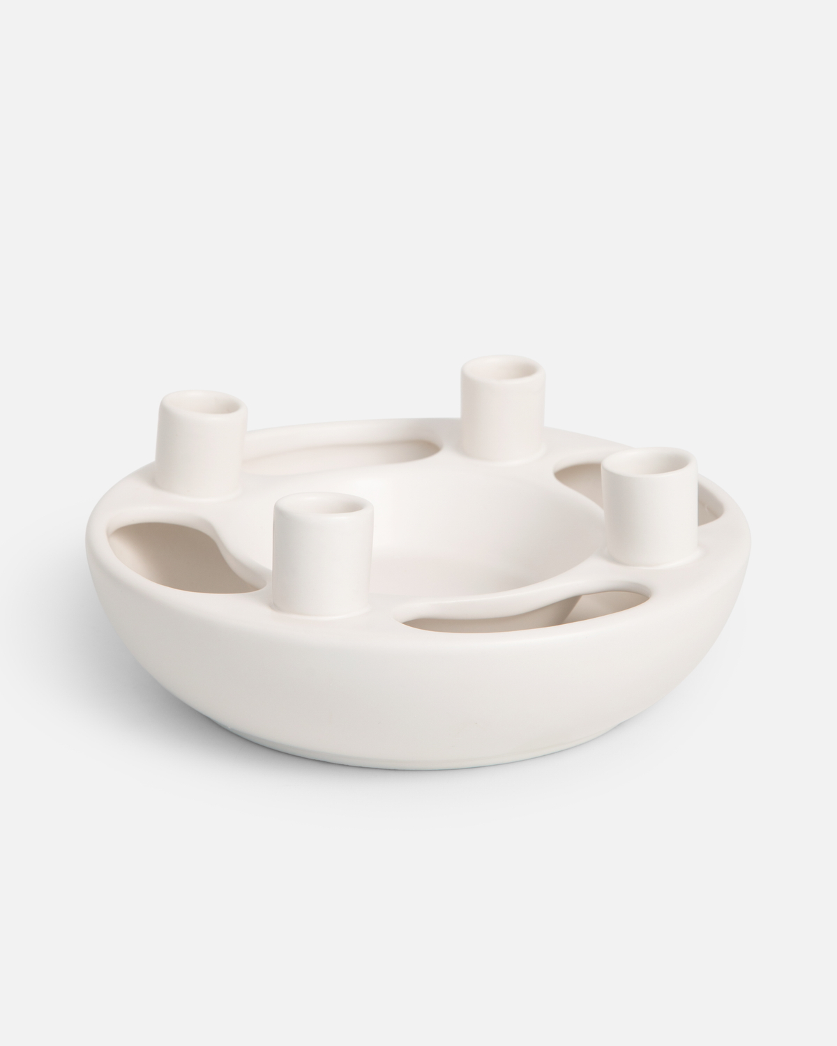 White Ceramic Advent Wreath, Handmade, 8-Inch Diameter