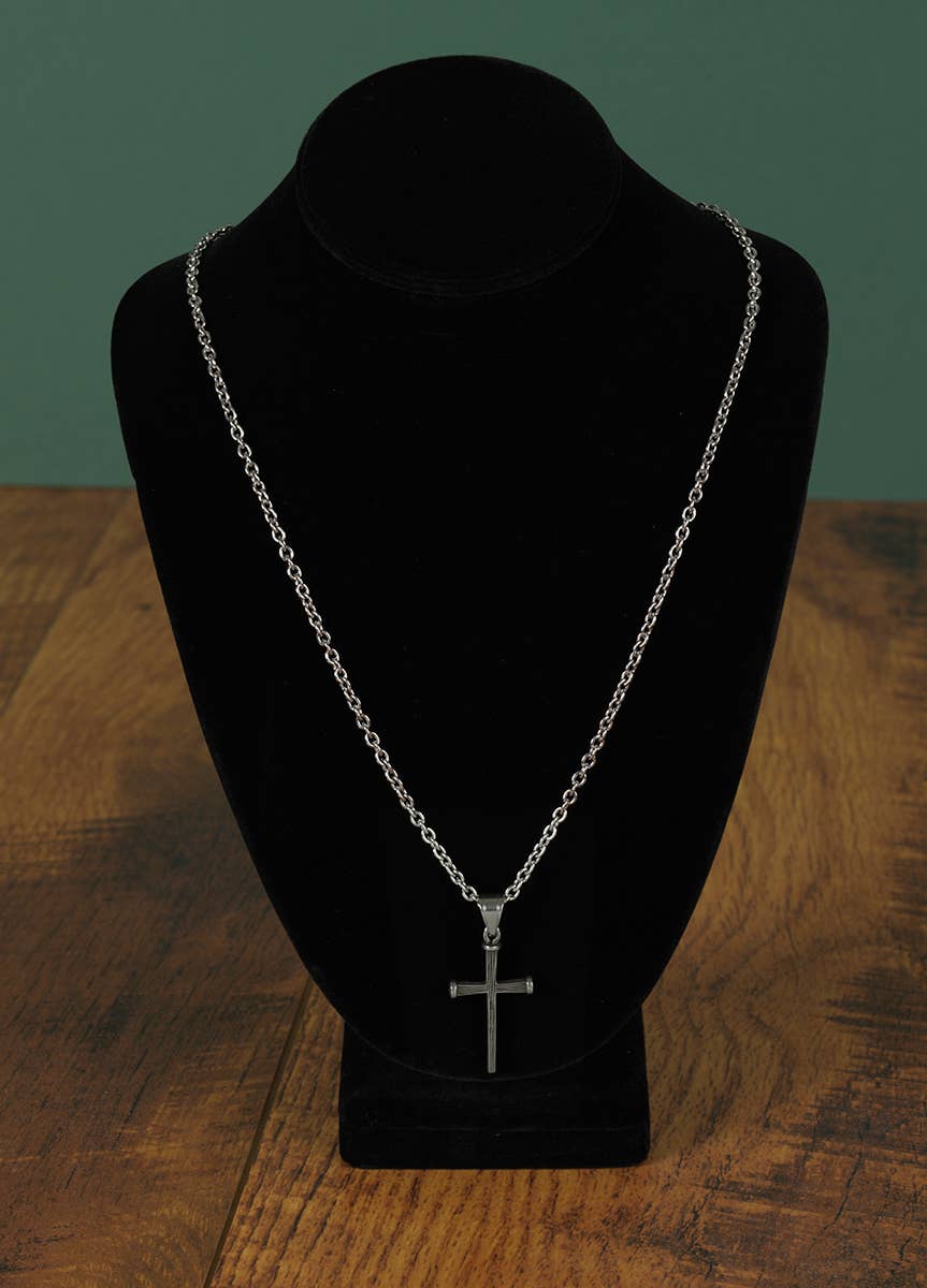 Man of God Men's Stainless Steel Nail Cross Necklace, 24-Inch Chain