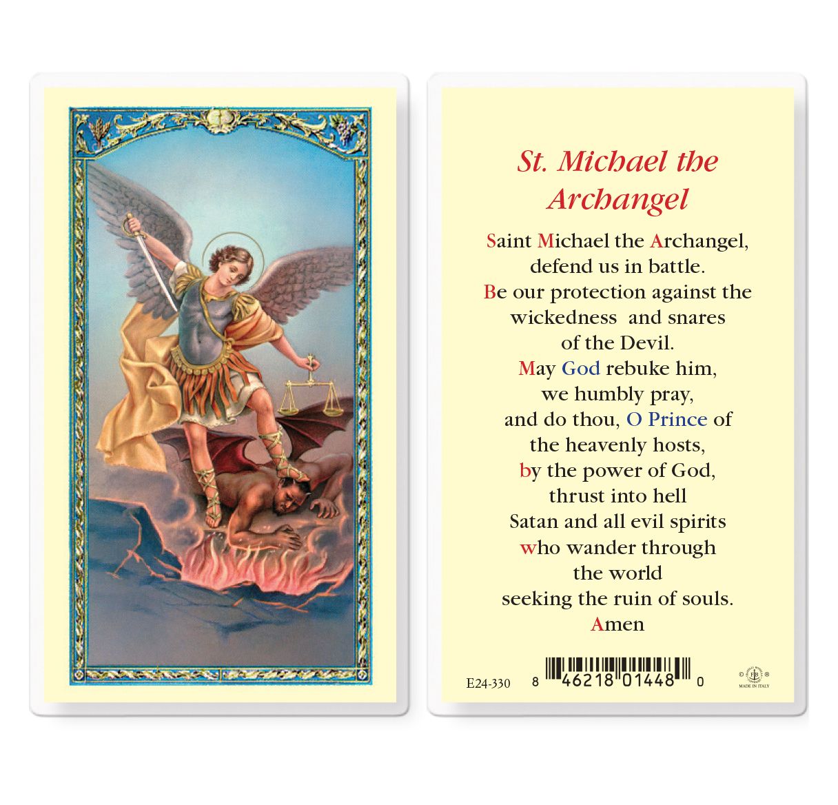 Prayer To St. Michael Laminated Prayer Card