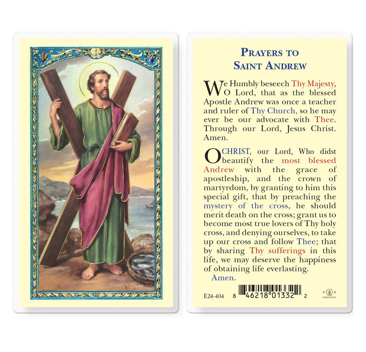 St. Andrew Laminated Prayer Card