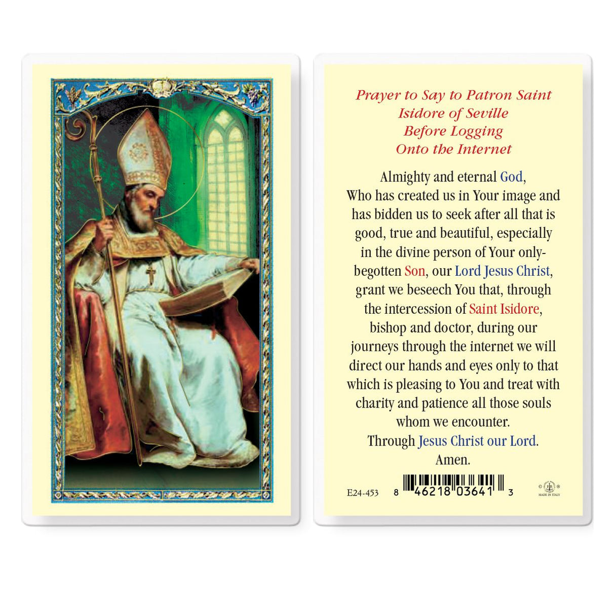 St. Isidore Laminated Prayer Card