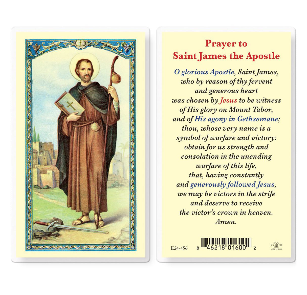 Prayer To St. James Laminated Prayer Card