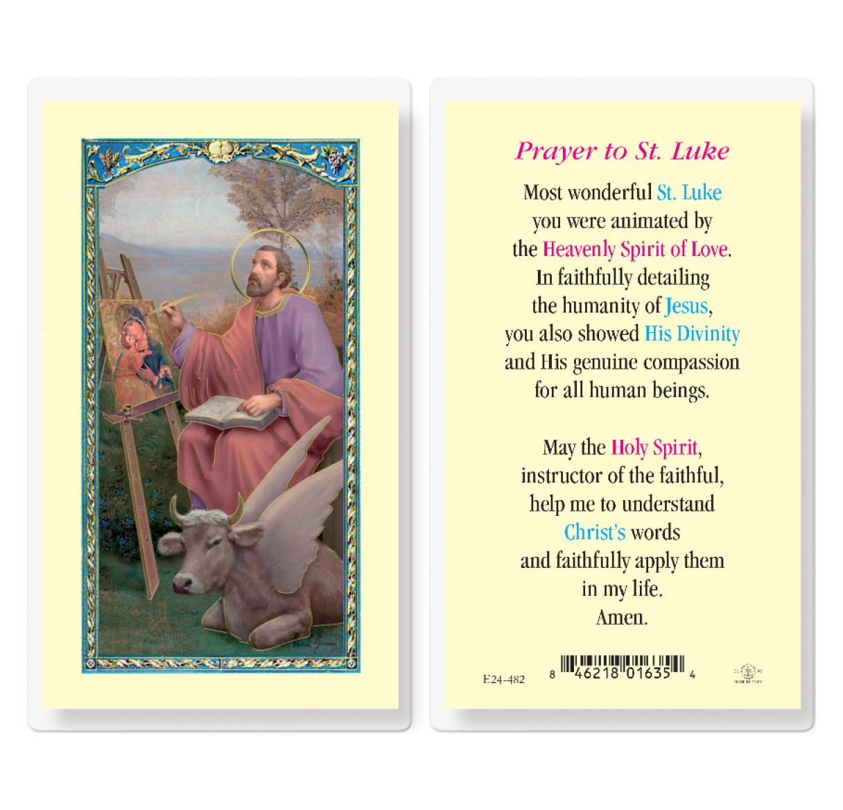 St. Luke Laminated Prayer Card