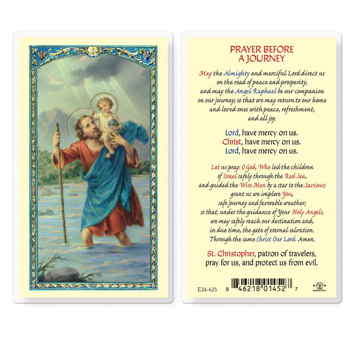 Prayer Before A Journey Laminated Prayer Card