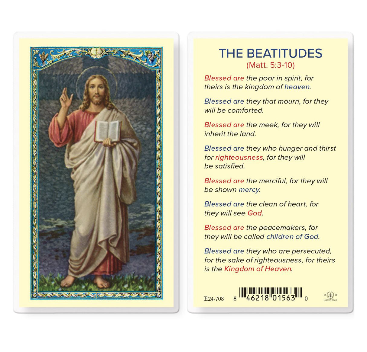 The Beatitudes Laminated Prayer Card