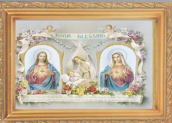 Baby Room Blessing Antique Gold Framed Print