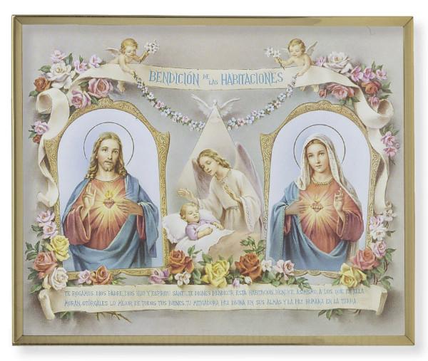 Baby Room Blessing Spanish Gold Frame 8x10 Plaque