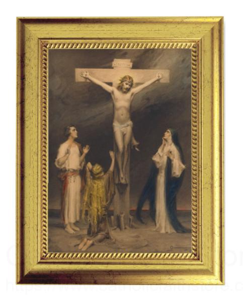 Crucifixion of Christ Print by Chambers 5x7 Print in Gold-Leaf Frame