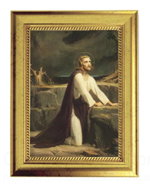 Christ at Gethsemane Print by Chambers 5x7 Print in Gold-Leaf Frame