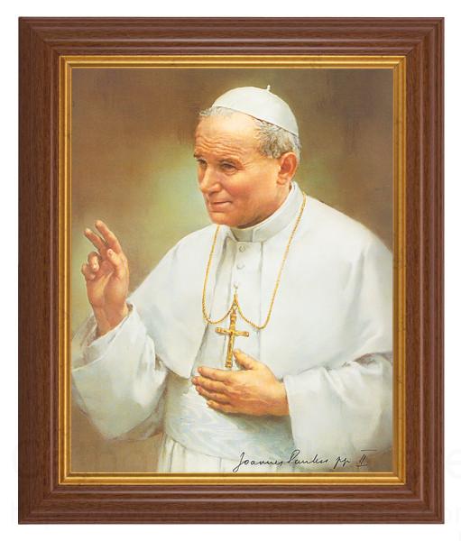 St. Pope John Paul II 8x10 Textured Artboard Dark Walnut Frame