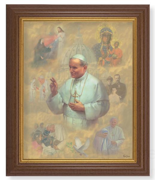 St. Pope John Paul II Collage 8x10 Textured Artboard Dark Walnut Frame