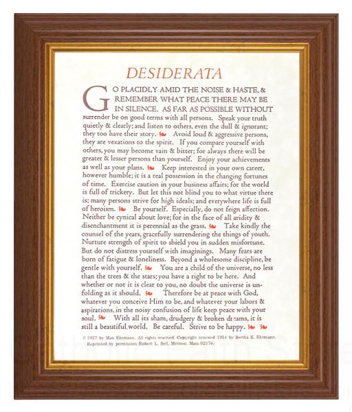Desiderata Poem 8x10 Textured Artboard Dark Walnut Frame