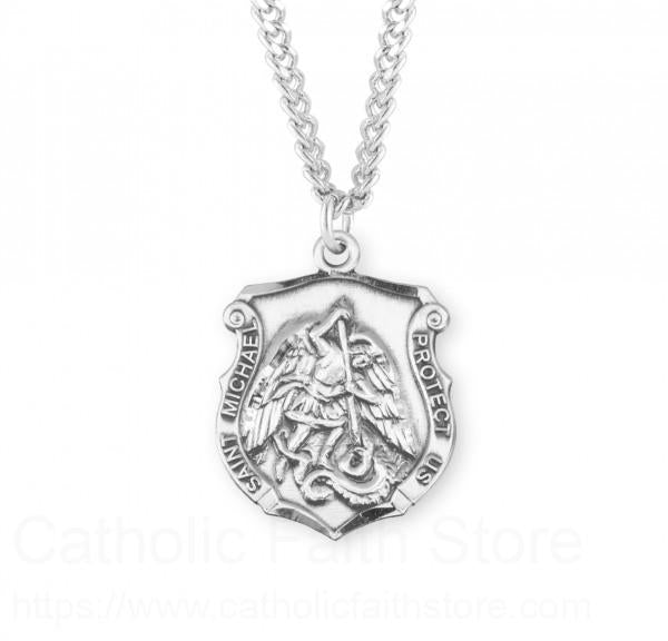 Hand Etched Saint Michael Badge Medal for Women
