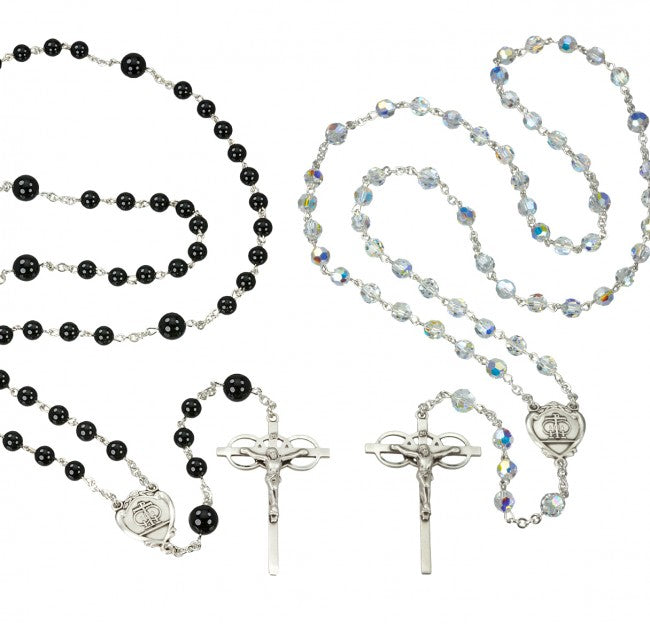 Lasso Wedding Crystal and Onyx Rosary Set