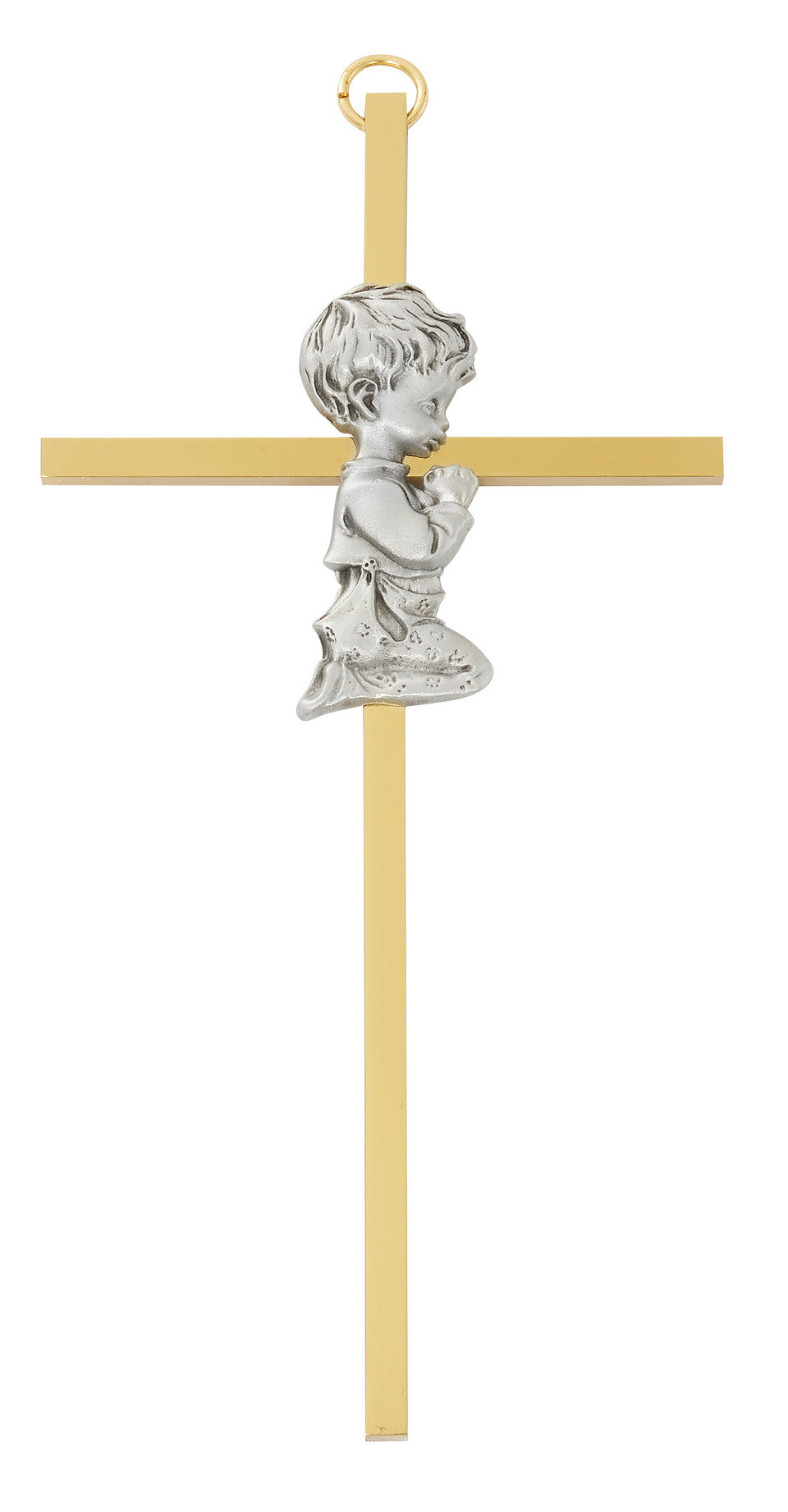 Praying Boy Two Tone Baby Cross 6'H