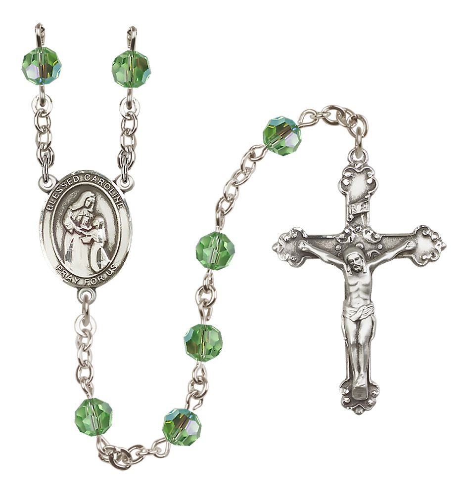 Blessed Caroline Gerhardinger Sterling Silver Heirloom Rosary | 6mm Austrian Crystal Birthstone Beads