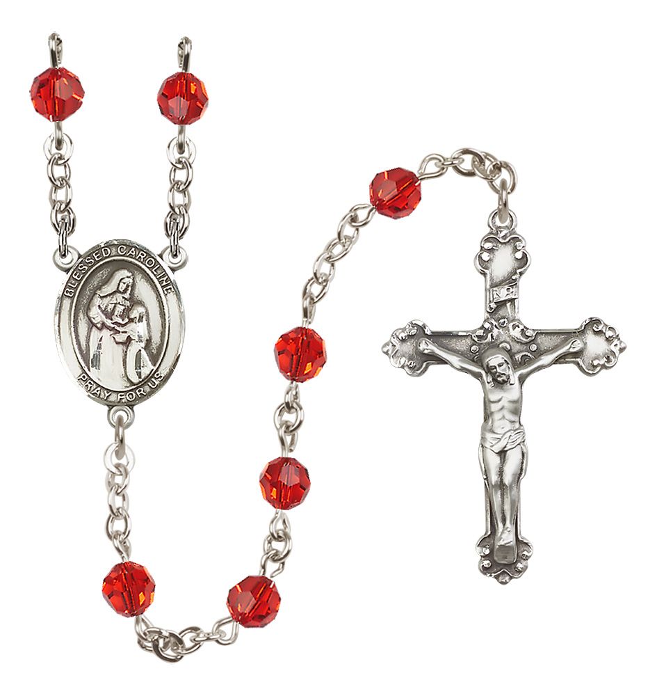 Blessed Caroline Gerhardinger Sterling Silver Heirloom Rosary | 6mm Austrian Crystal Birthstone Beads