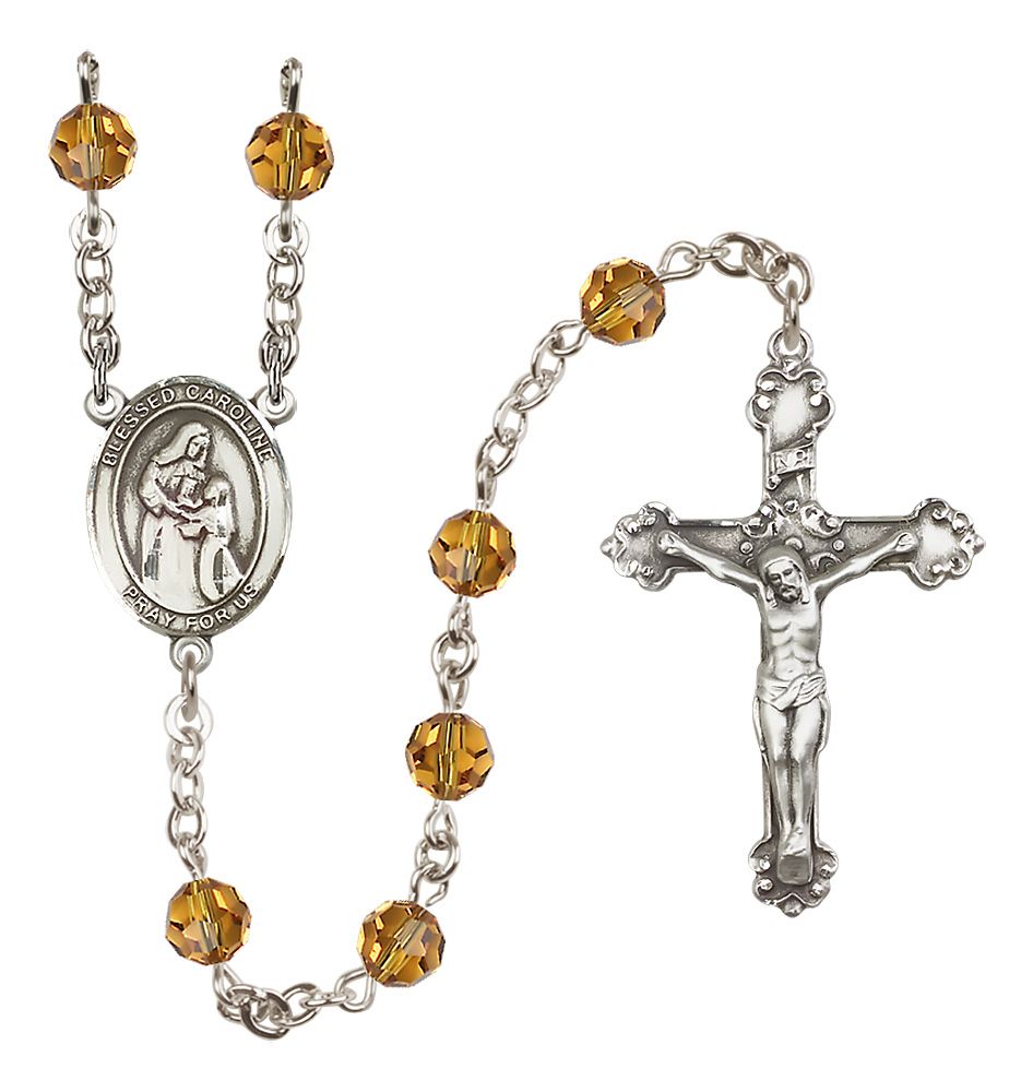 Blessed Caroline Gerhardinger Sterling Silver Heirloom Rosary | 6mm Austrian Crystal Birthstone Beads