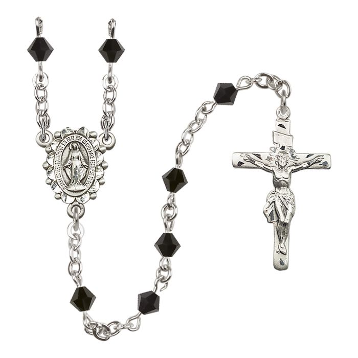 Sterling Silver Rosary 5 mm Crystal Beads - Choice of Color