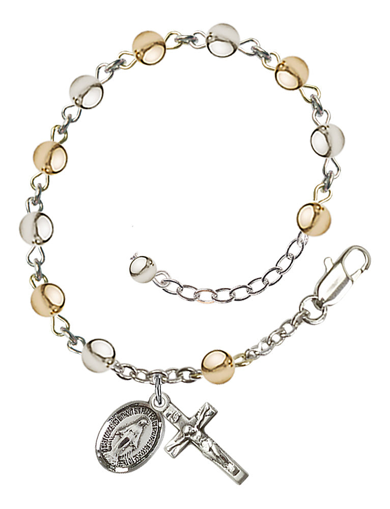 5mm Metal Bead Miraculous Rosary Bracelet - Two-Tone Gold Filled and Sterling