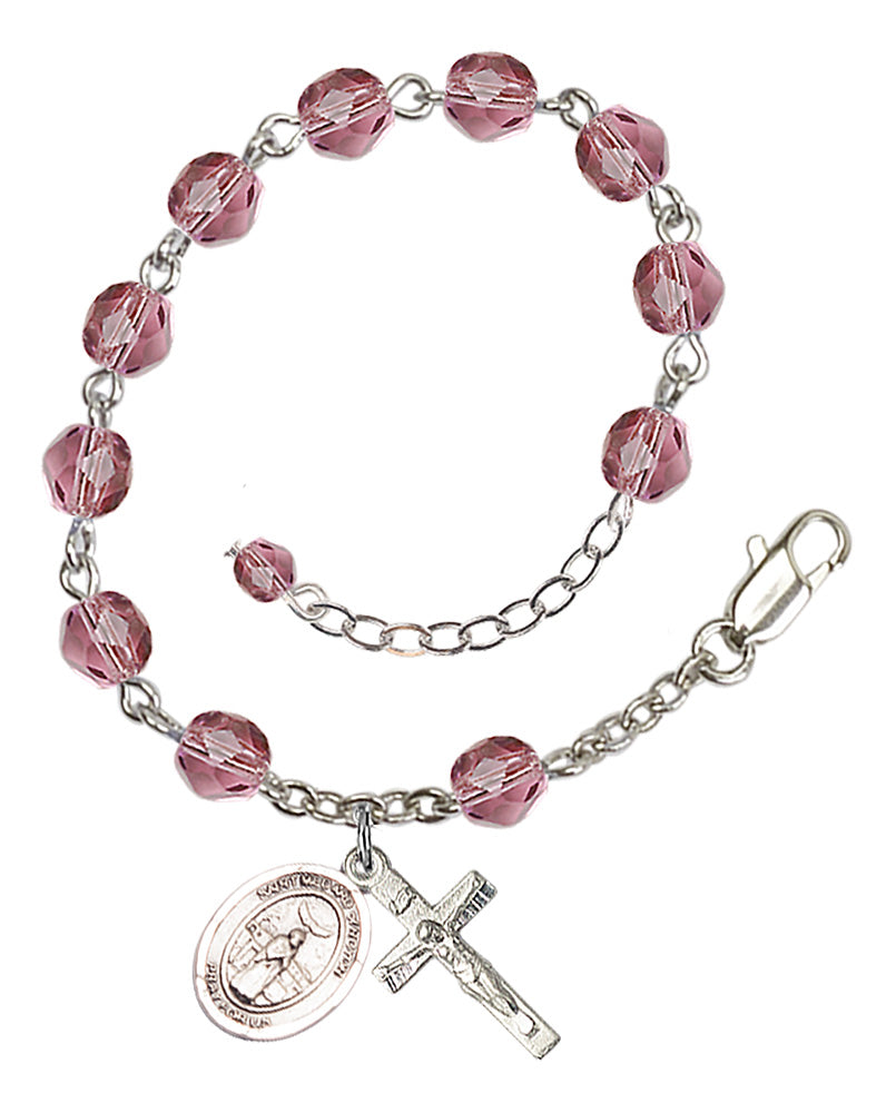 Saint Medard of Noyon Rosary Bracelet - Silver Plate - February - Amethyst