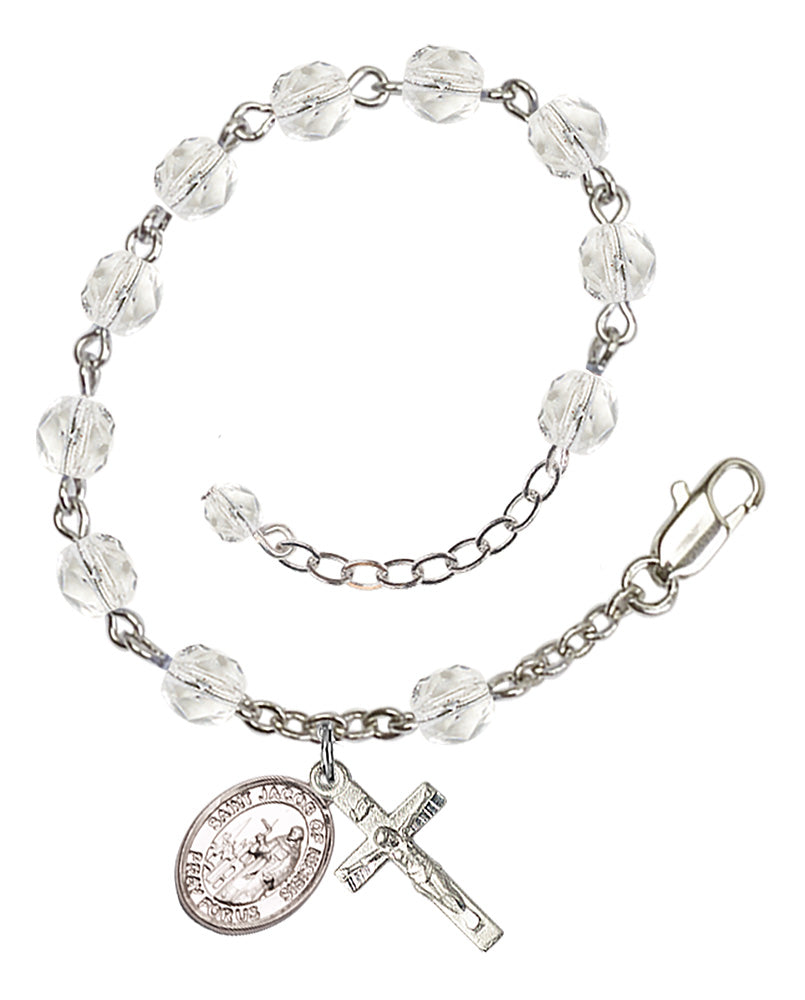 Saint Jacob of Nisibis Rosary Bracelet - Silver Plate - April - Crystal