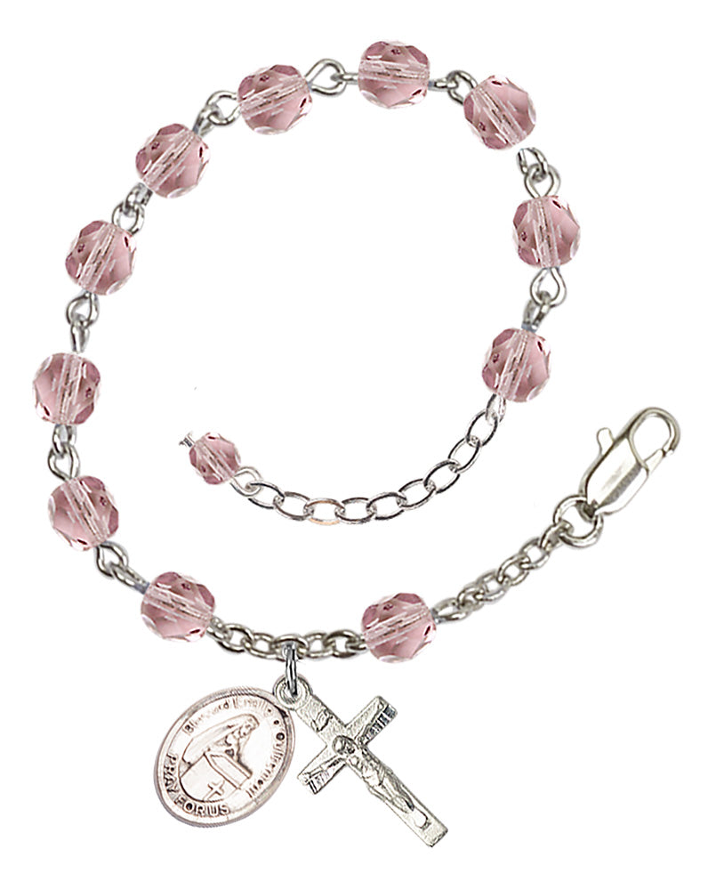 Blessed Emilee Doultremont Rosary Bracelet - Silver Plate - June - Light Amethyst
