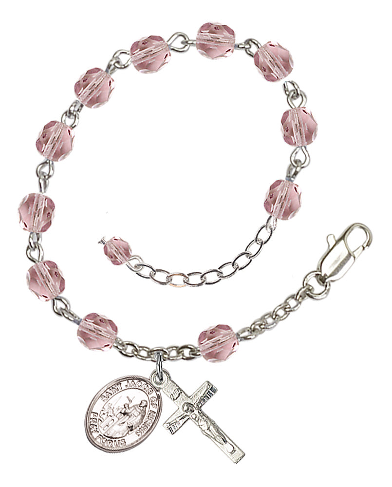 Saint Jacob of Nisibis Rosary Bracelet - Silver Plate - June - Light Amethyst
