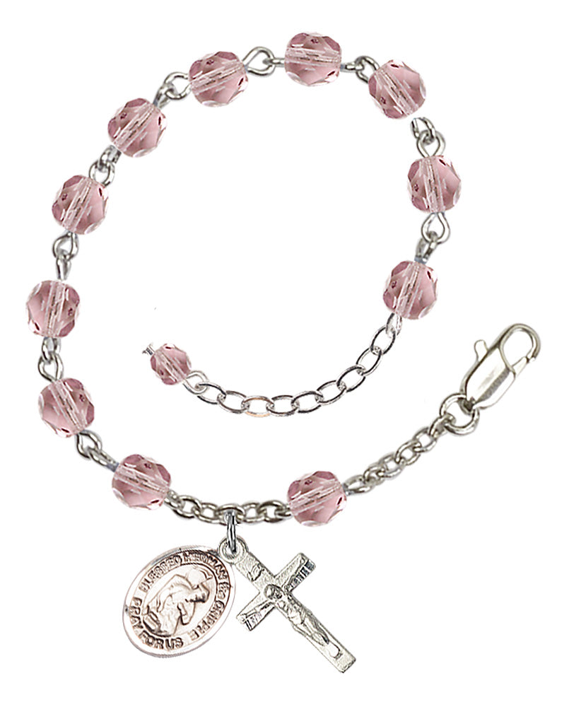 Blessed Herman the Cripple Rosary Bracelet - Silver Plate - June - Light Amethyst