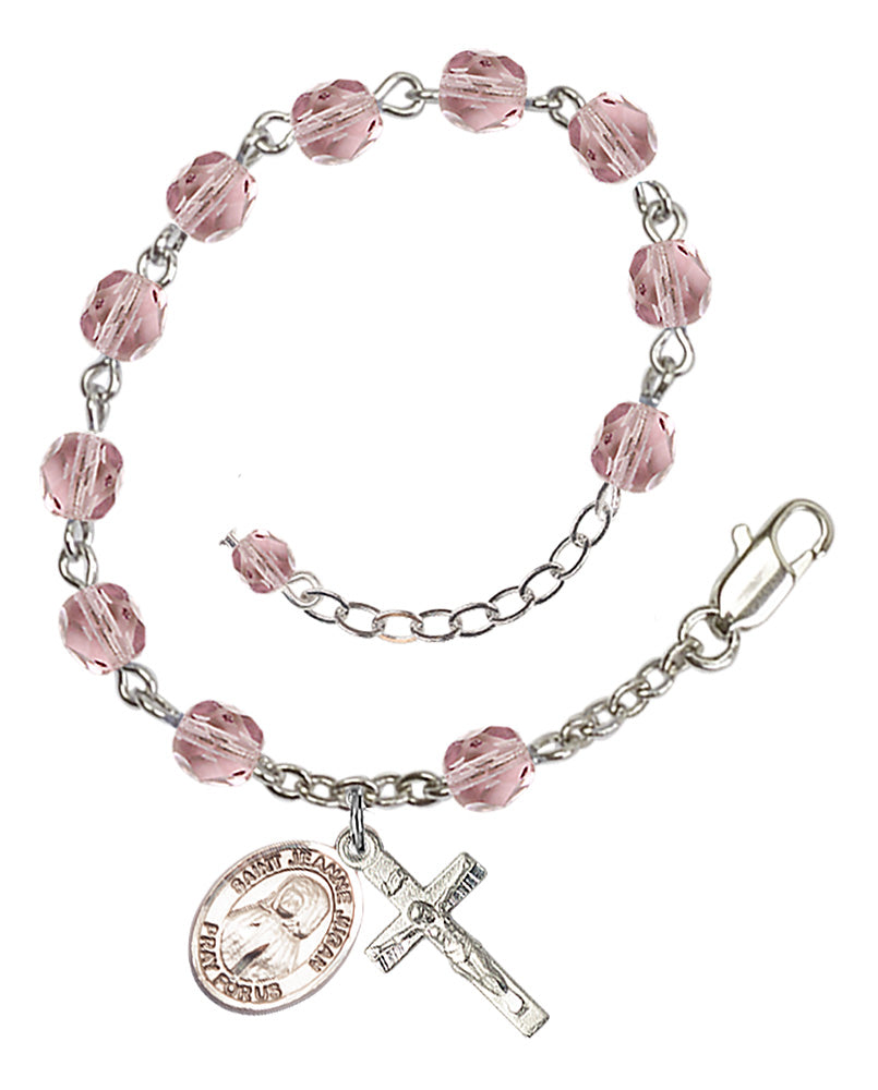 Saint Jeanne Jugan Rosary Bracelet - Silver Plate - June - Light Amethyst