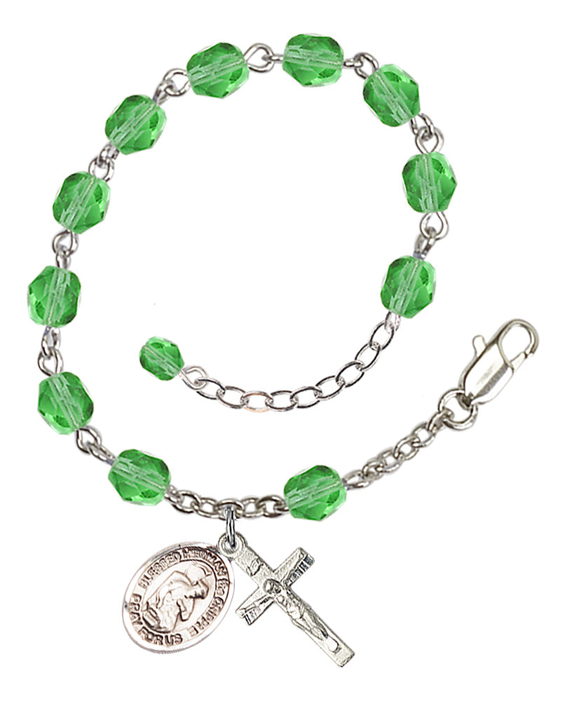 Blessed Herman the Cripple Rosary Bracelet - Silver Plate - August - Peridot