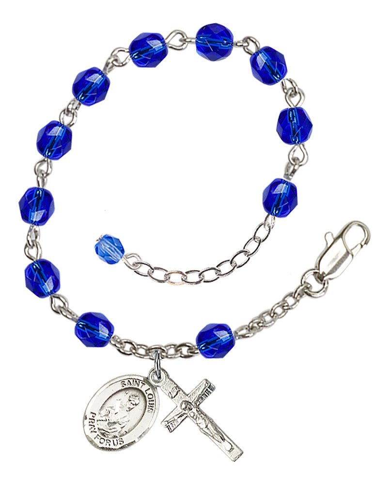 Saint Louis Rosary Bracelet - Silver Plate - September - Sapphire