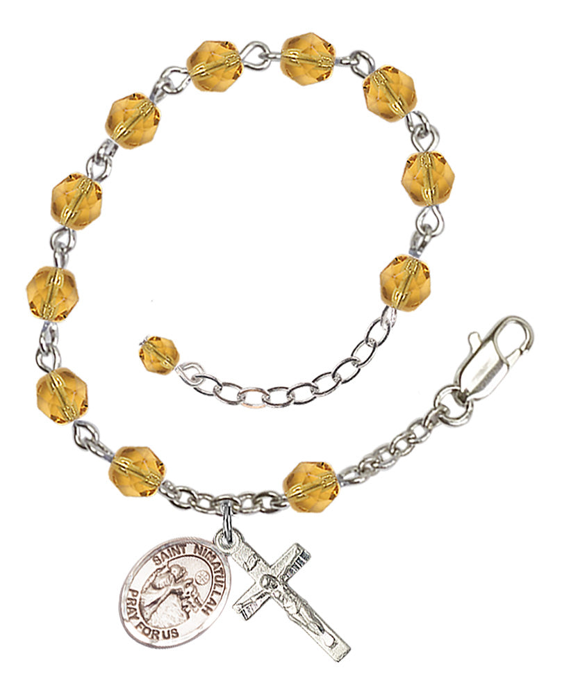 Saint Nimatullah Rosary Bracelet - Silver Plate - November - Topaz
