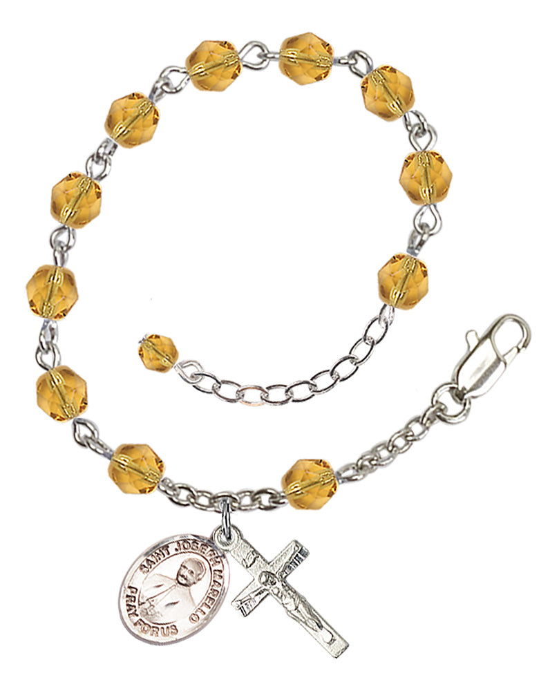 Saint Joseph Marello Rosary Bracelet - Silver Plate - November - Topaz