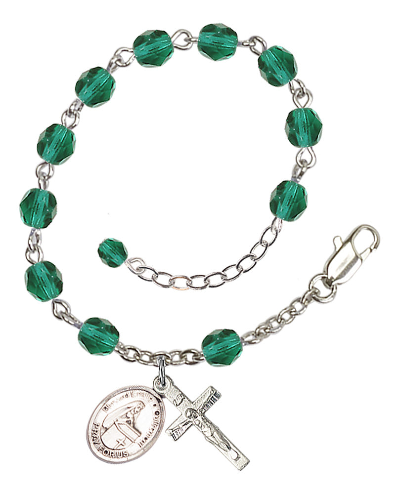 Blessed Emilee Doultremont Rosary Bracelet - Silver Plate - December - Zircon