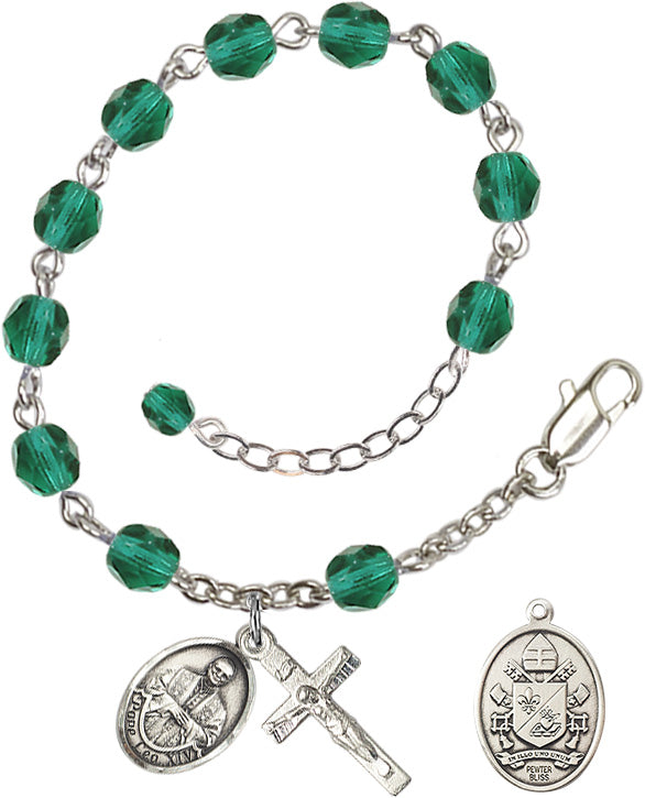 Pope Leo XIV Rosary Bracelet - Silver Plate - December - Zircon